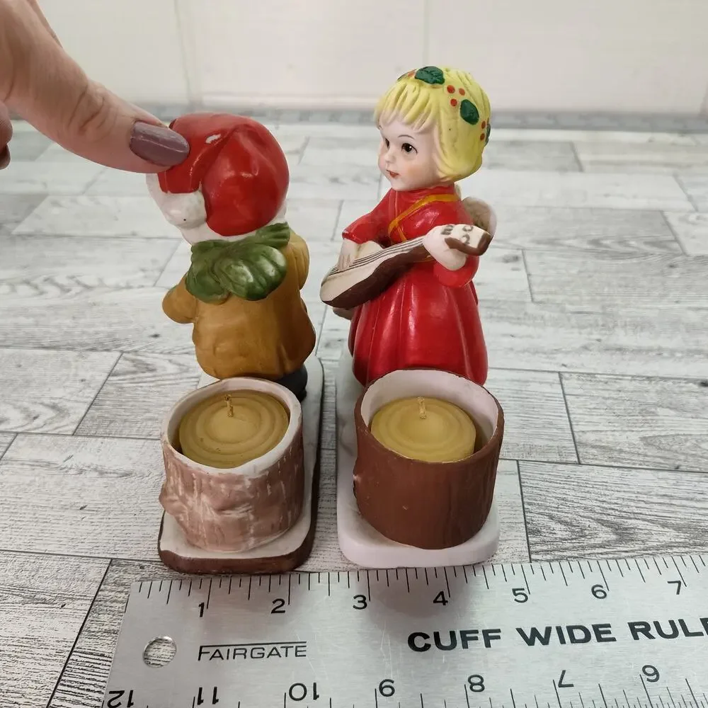 Verona Vergasi Christmas Tea‎ Light Candle Holder Pair Porcelain 5